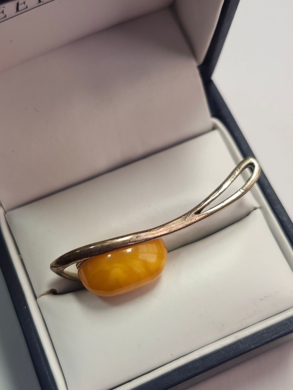 Sterling Silver Pendant 925 With Egg Yolk Yellow Center - Picture 3 of 5